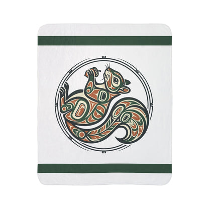 Acorn Keeper Sherpa Blanket – Cozy Fleece Throw with Indigenous-Inspired Art