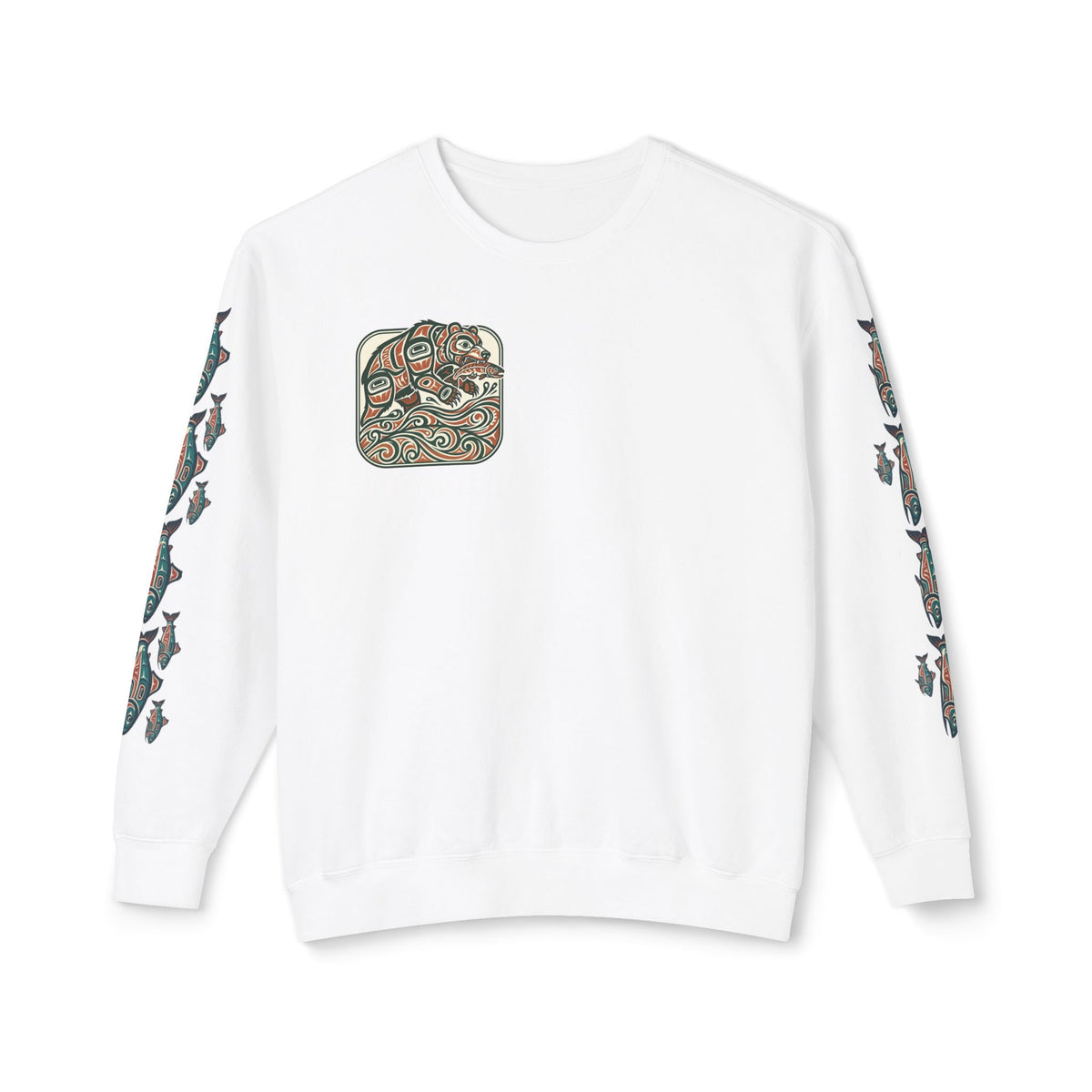 Provider Pullover Crewneck Sweatshirt — Tribal Salmon Sleeve Design