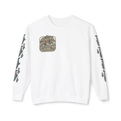 Provider Pullover Crewneck Sweatshirt — Tribal Salmon Sleeve Design