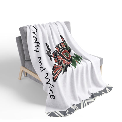 Crafty and Wise Sherpa Blanket — Native Raven & Pine Fleece Throw
