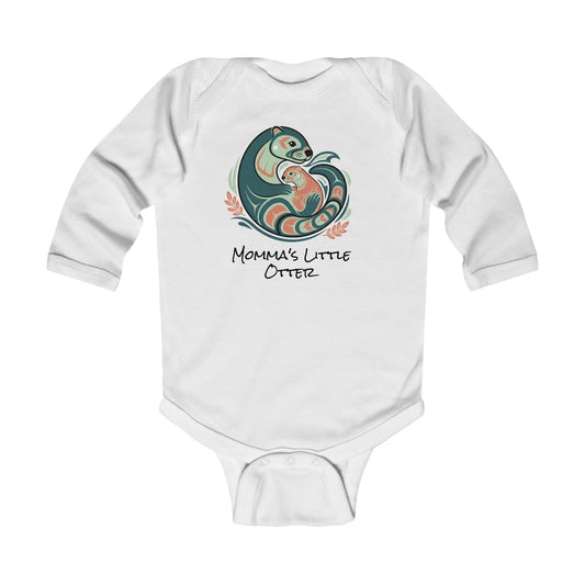 Momma's Little Otter Infant Bodysuit — "Cradled With Love" Long Sleeve Baby Onesie