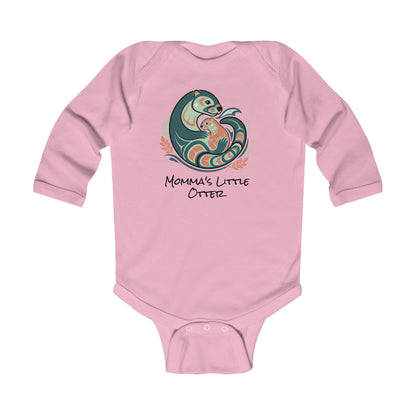 Momma's Little Otter Infant Bodysuit — "Cradled With Love" Long Sleeve Baby Onesie