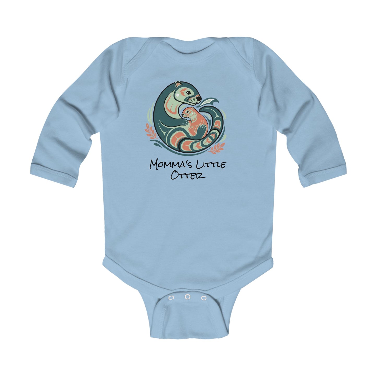 Momma's Little Otter Infant Bodysuit — "Cradled With Love" Long Sleeve Baby Onesie