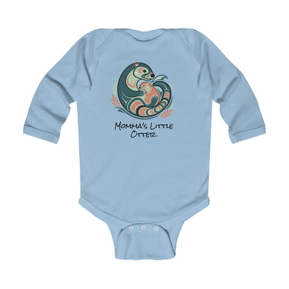 Momma's Little Otter Infant Bodysuit — "Cradled With Love" Long Sleeve Baby Onesie