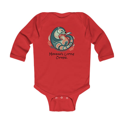 Momma's Little Otter Infant Bodysuit — "Cradled With Love" Long Sleeve Baby Onesie