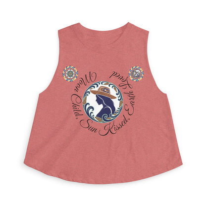 Crop Top — "Moon Child" Coast Salish Celestial Graphic