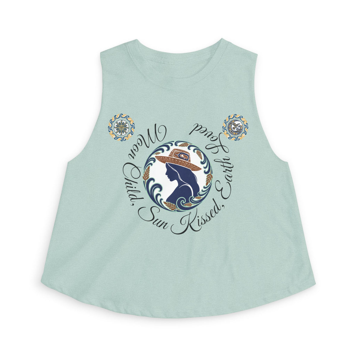Crop Top — "Moon Child" Coast Salish Celestial Graphic