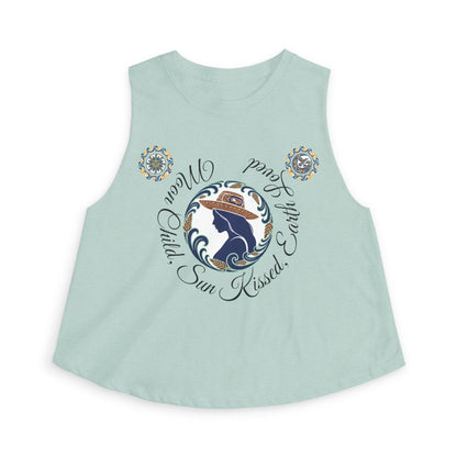 Crop Top — "Moon Child" Coast Salish Celestial Graphic