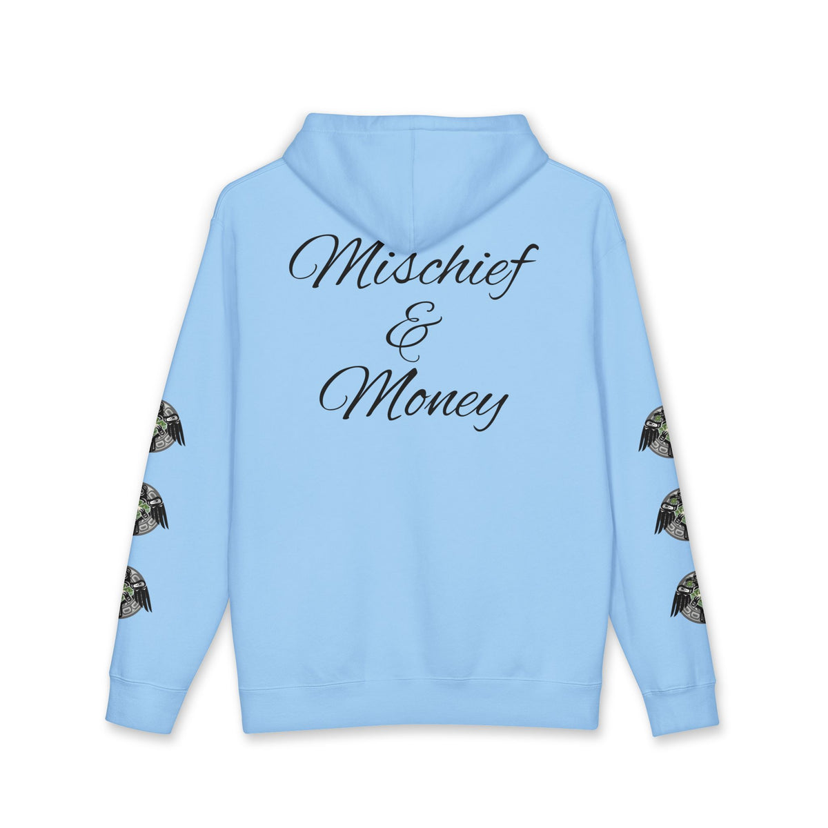 Mischief & Money Hoodie — Raven Graphic Pullover